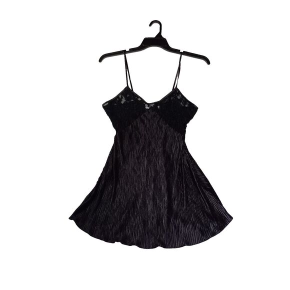 Val Mode Other - Vintage Val Mode Lingerie Slip Dress Sz M Mini Lace Mesh Whimsigoth Witchy Silky